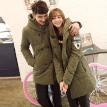 Fashion Solid Color Hooded Slim Fit Couple Padded Coat