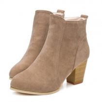 British Style Thick Heel Round Toe Ankle Boots Booties