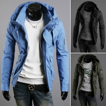 Fashion Solid Color Long Sleeve Stand Collar Men's Jacket