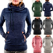 Fashion Solid Color Long Sleeve Embroidered Hoodies