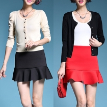 Fashion Solid Color Long Sleeve All-match Knit Cardigan