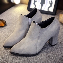Fashion Thick Heel Pointed-Toe Ankle Boots Booties