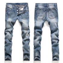 Fashion Distressed Style Ripped Relaxed-fit Men's Jeans