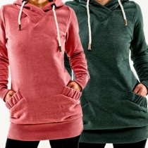Fashion Solid Color Long Sleeve Hoodies