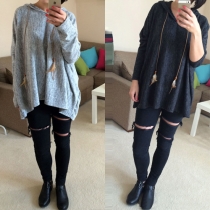 Fashion Solid Color Long Sleeve Loose Hoodies