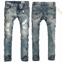 Retro Style Distressed Ripped Men's Jeans