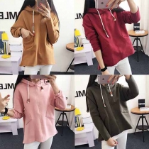 Fashion Solid Color Long Sleeve Loose Hoodies