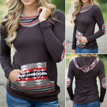 Fashion Printed Spliced Long Sleeve Hoodies