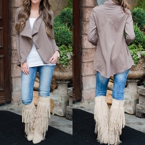 Fashion Solid Color Long Sleeve Irregular Hem Coat