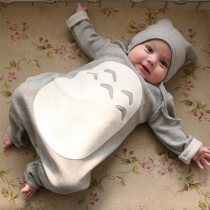 Cute Style Long Sleeve Round Neck Baby Jumpsuits