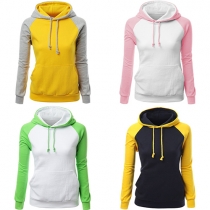 Fashion Contrast Color Raglan Sleeve Hoodies