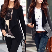 Fashion Solid Color Long Sleeve Side Zipper Little Coat