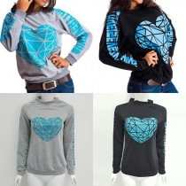 Fashion Raglan Sleeve Round Neck Printed T-shirt