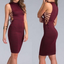 Sexy Lace-up Hollow Out Sleeveless Bodycon Dress