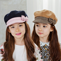 Sweet Style Bowknot Contrast Color Children Peaked Cap
