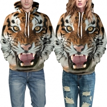 Fashion 3D Tiger Printed Long Sleeve Couple Hoodies