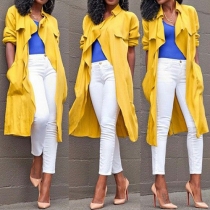 Fashion Solid Color Long Sleeve All-match Trench Coat