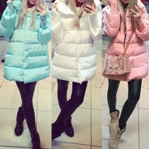 Fashion Solid Color Long Sleeve Warm Padded Coat