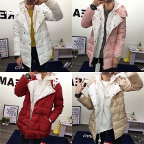 Fashion Solid Color Long Sleeve Hooded Warm Padded Coat