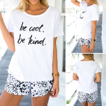 Casual Style Letters Printed Short Sleeve Round Neck T-shirt