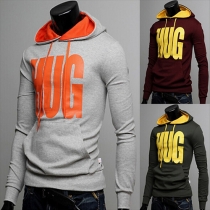 Fashion Letters Printed Long Sleeve Contrast Color Men's Hoodies