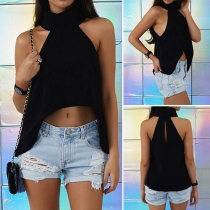 Sexy Off-shoulder Turtleneck Irregular Hem Tops