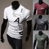 Fashion Short Sleeve Round Neck Letters Printed Men's T-shirt