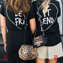 Fashion Letters Printed Short Sleeve Round Neck T-shirt