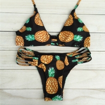 Sexy Pineapple Printed Halter Bikini Set