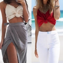 Sexy Backless Deep V-neck Solid Color Cami Tops 