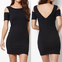 Sexy Backless Off-shoulder Short Sleeve Bodycon Dress