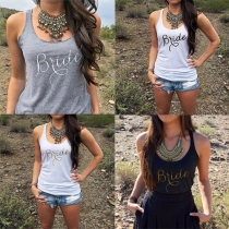 Fashion Letters Printed Casual Tank Tops 