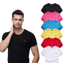 Fashion Solid Color Short Sleeve Round Neck Men's T-shirt