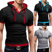 Fashion Solid Color Short Sleeve Cowl Neck Men's T-shirt