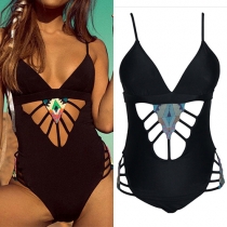 Sexy Backless Hollow Out One-piece Bikini Swimsuit