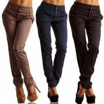 Fashion Solid Color High Waist Casual Pants