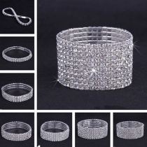 Fashion Rhinestone-Encrusted Silver Stretch Bracelet