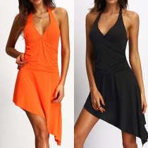 Sexy Backless Deep V-neck Irregular Hem Party Dress