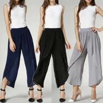 Fashion Solid Color High Waist Wide Leg Pants
