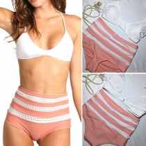Sexy Contrast Color Hollow Out High Waist Bikini Set