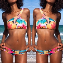 Sexy One-shoulder Printed Bikini Set