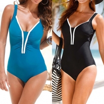 Sexy Backless Deep V-neck One-piece Swimsuit