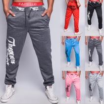 Fashion Solid Color Letters Printed Men's Sports Pants