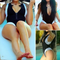 Sexy Contrast Color One-piece Swimsuit
