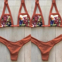 Sexy Printed Halter Bikini Set