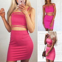 Sexy Strappy Cutout High-Rise Solid Color Sleeveless Dress