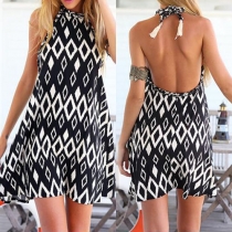 Sexy Backless Loose Printed Dress