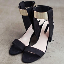Retro Style Thick High-heel Open Toe Sandals