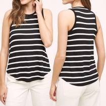 Casual Style Irregular Hem Striped Tank Tops 