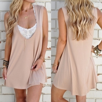 Fashion Solid Color Sleeveless Loose Dress